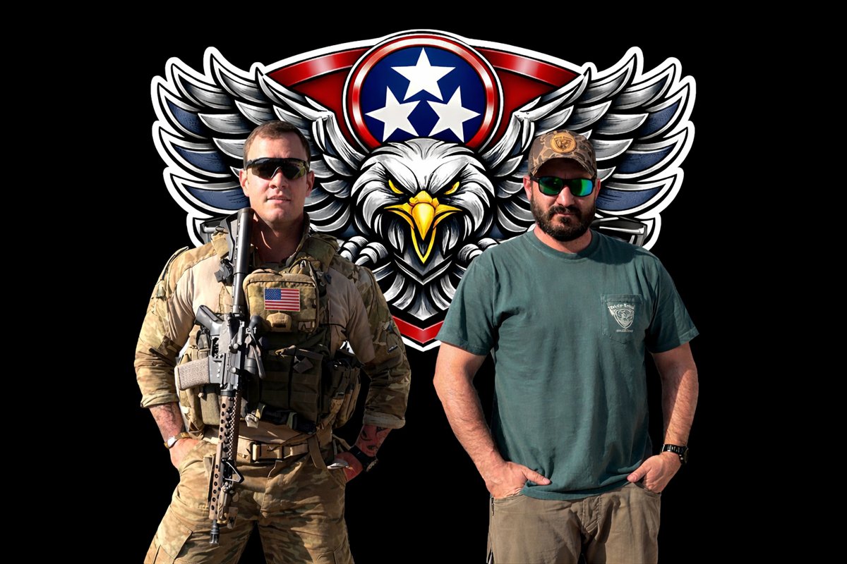 TriStar Gutters founders with company eagle logo